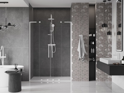 Mexen Velar L Duo klizna tuš vrata 160 cm, prozirna, bijela - 871-160-003-02-20