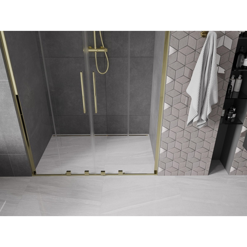 Mexen Velar L Duo lükandduššiuksed 150 cm, läbipaistev, kuldne - 871-150-003-02-50