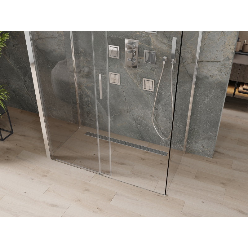 Mexen Omega-3S 3-seinaline dušikabiin, lükand, 140 x 80 cm, läbipaistev, kroom - 825-140-080-01-00-3S