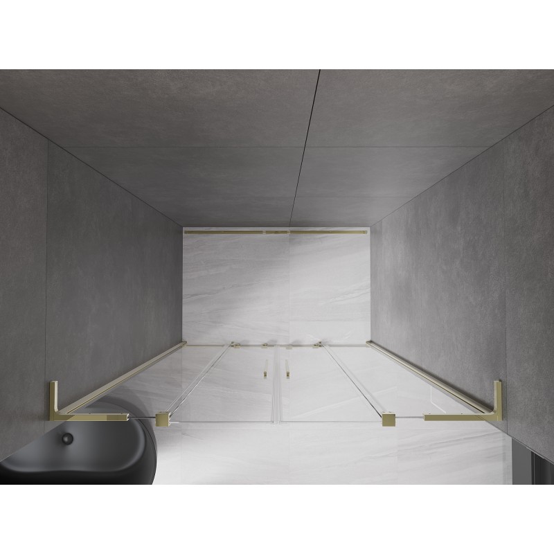 Mexen Velar L Duo drzwi prysznicowe rozsuwane 160 cm, transparent, złote - 871-160-003-02-50
