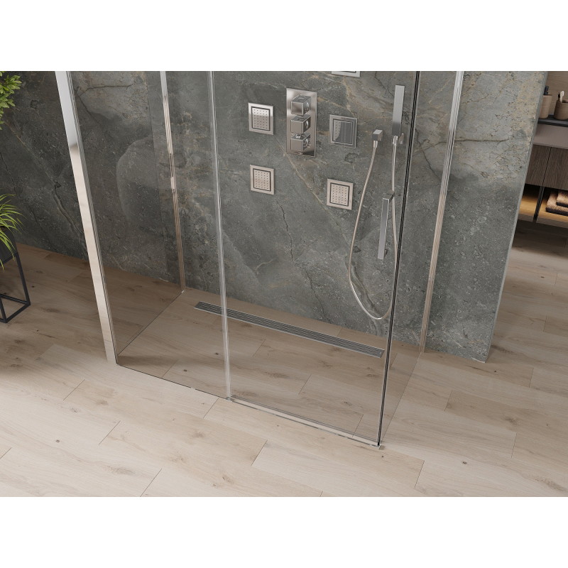 Mexen Omega-3S 3-seinaline dušikabiin, lükand, 140 x 80 cm, läbipaistev, kroom - 825-140-080-01-00-3S