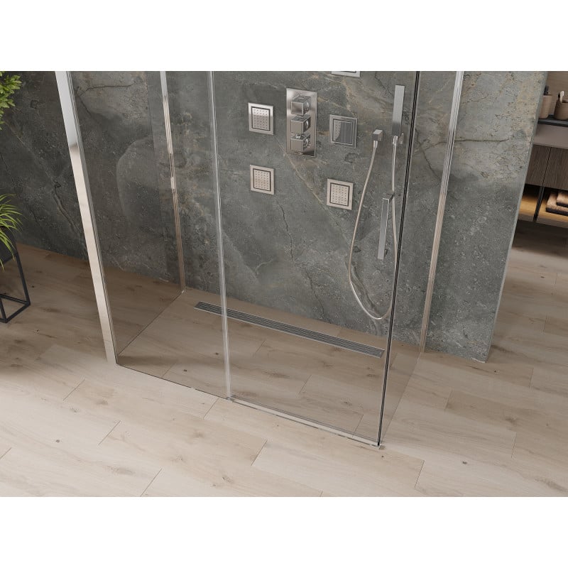 Mexen Omega-3S 3-sided shower enclosure, sliding 140 x 80 cm, transparent, chrome - 825-140-080-01-00-3S