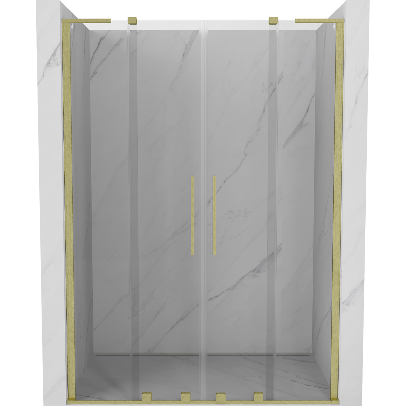 Mexen Velar L Duo portes de douche coulissantes 160 cm, transparent, or brossé - 871-160-003-02-55