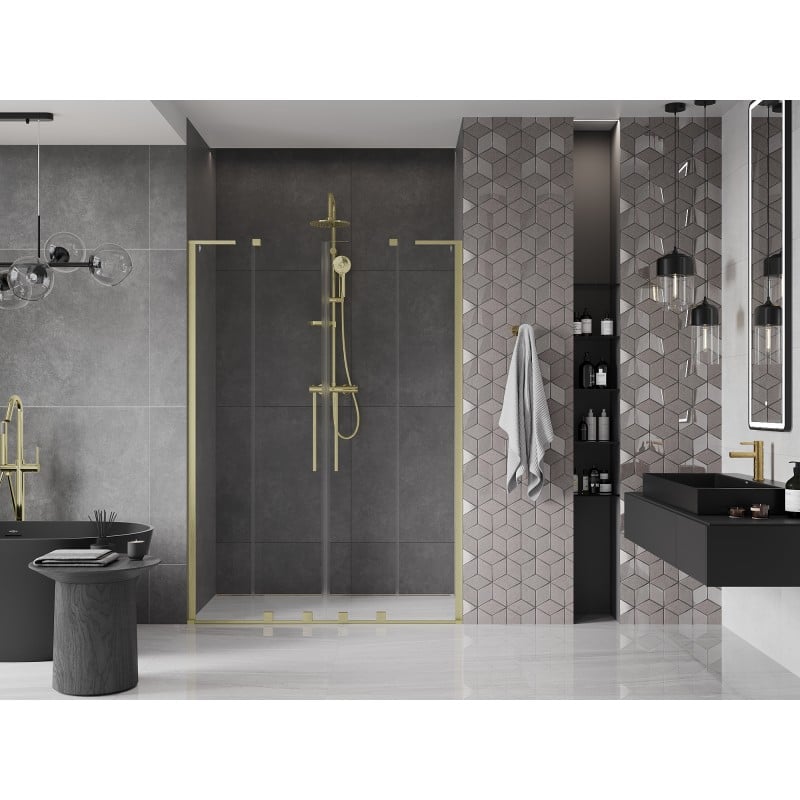 Mexen Velar L Duo porte de douche coulissante 140 cm, transparent, doré brossé - 871-140-003-02-55