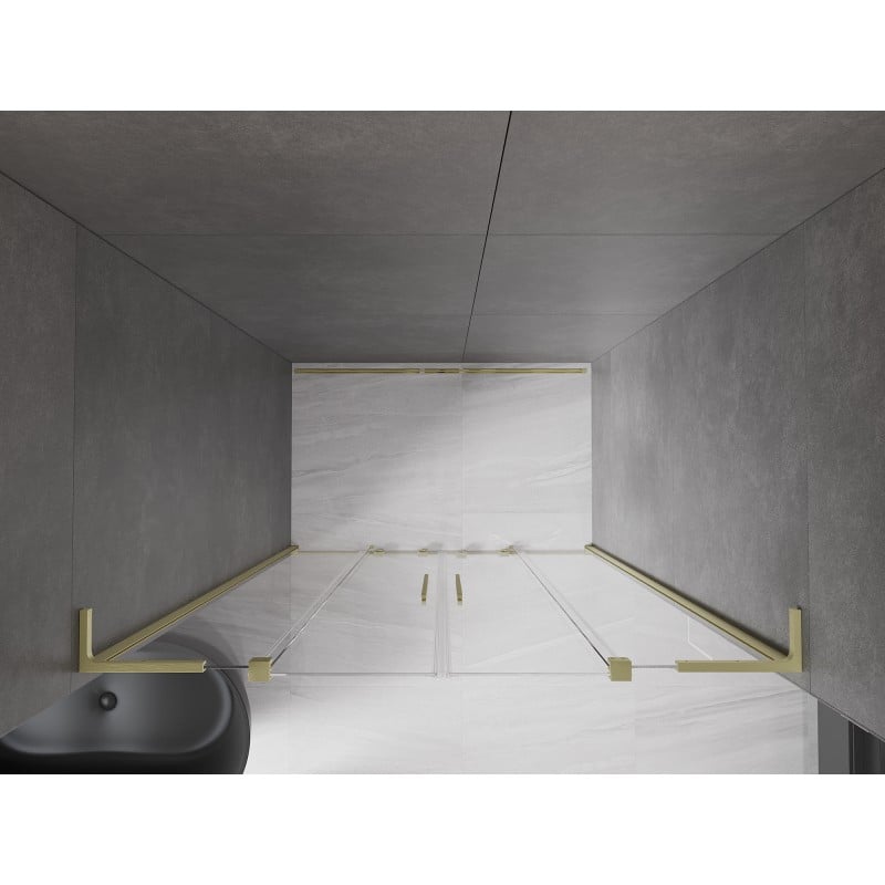Mexen Velar L Duo drzwi prysznicowe rozsuwane 140 cm, transparent, złote szczotkowane - 871-140-003-02-55