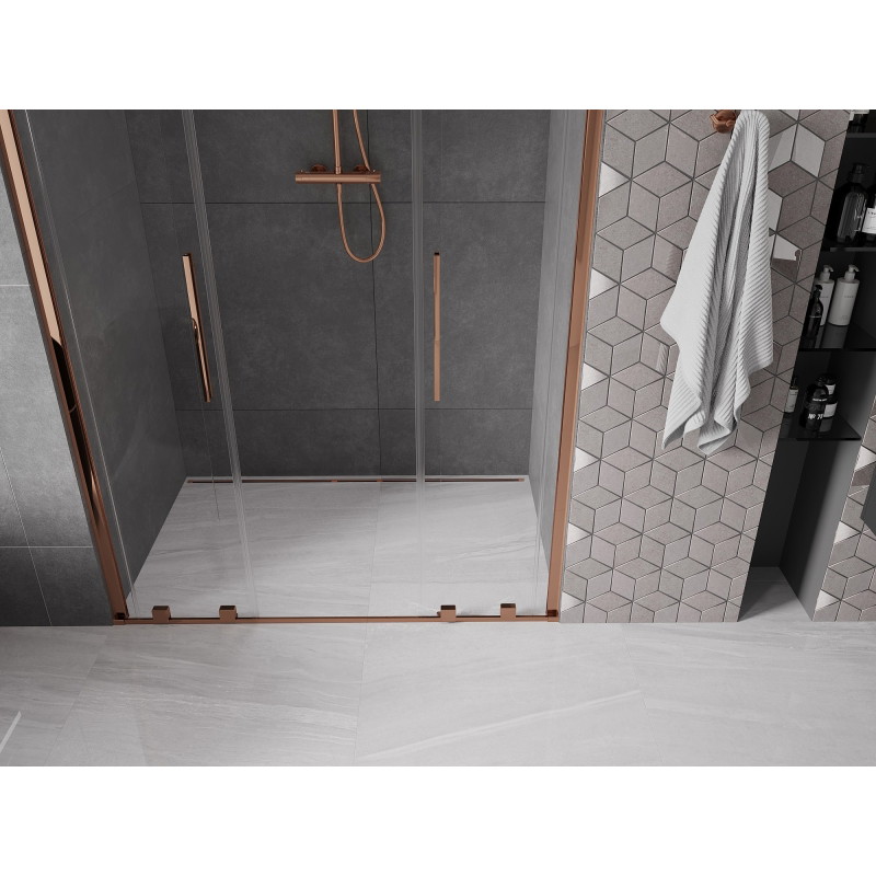 Mexen Velar L Duo lükandustega duššiuksed 160 cm, läbipaistev, roosakuldne - 871-160-003-02-60