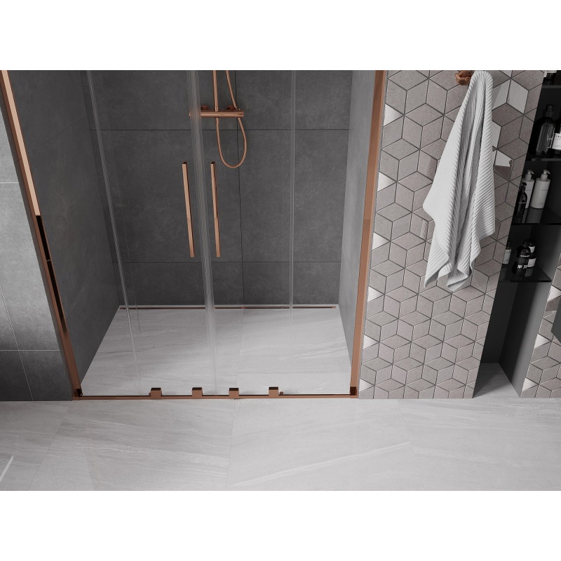 Mexen Velar L Duo lükandustega duššiuksed 160 cm, läbipaistev, roosakuldne - 871-160-003-02-60
