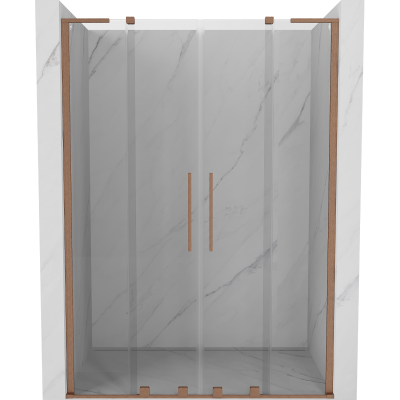 Mexen Velar L Duo portas de chuveiro de correr 140 cm, transparente, cobre escovado - 871-140-003-02-65