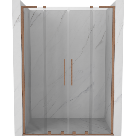Mexen Velar L Duo drzwi prysznicowe rozsuwane 140 cm, transparent, miedź szczotkowana - 871-140-003-02-65