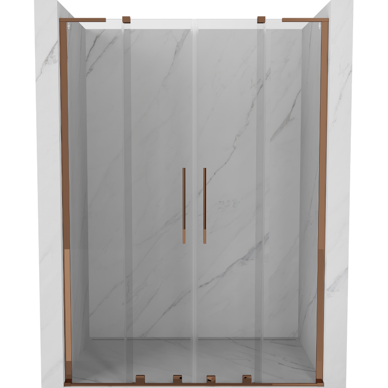 Mexen Velar L Duo 160 cm Sliding Shower Door, Transparent, Rose Gold - 871-160-003-02-60