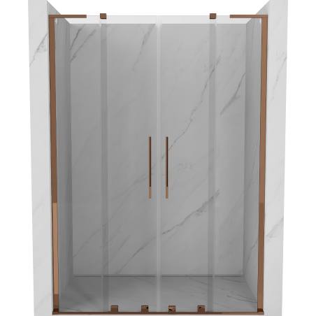Mexen Velar L Duo 160 cm Sliding Shower Door, Transparent, Rose Gold - 871-160-003-02-60