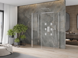 Mexen Omega-3S 3-seinaline dušikabiin, lükand, 140 x 80 cm, läbipaistev, kroom - 825-140-080-01-00-3S