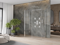 Mexen Omega-3S 3-stranična tuš kabina, klizna 140 x 80 cm, prozirna, krom - 825-140-080-01-00-3S