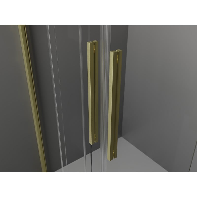 Mexen Velar L Duo portas de duche deslizantes 140 cm, transparente, dourado escovado - 871-140-003-02-55