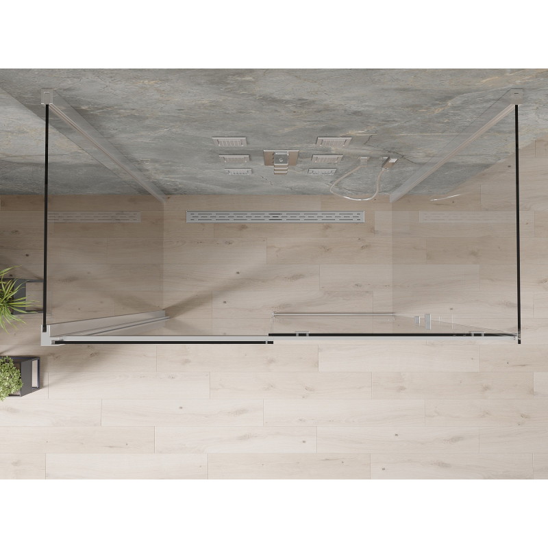 Mexen Omega-3S 3-seinaline dušikabiin, lükand, 140 x 80 cm, läbipaistev, kroom - 825-140-080-01-00-3S