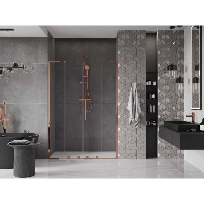 Mexen Velar L Duo lükandustega duššiuksed 160 cm, läbipaistev, roosakuldne - 871-160-003-02-60