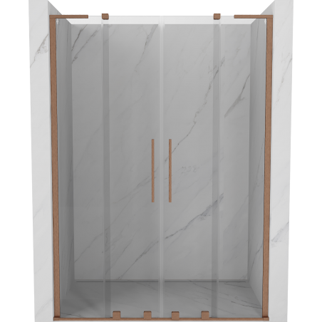Mexen Velar L Duo schuifdouchedeur 150 cm, transparant, geborsteld koper - 871-150-003-02-65