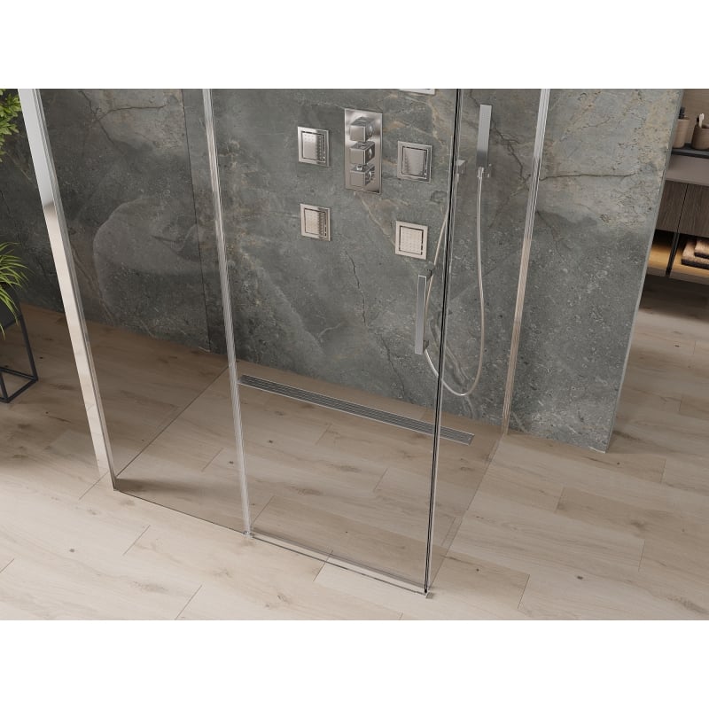 Mexen Omega-3S 3-küljeline dušikabiin, lükand, 140 x 90 cm, läbipaistev, kroom - 825-140-090-01-00-3S