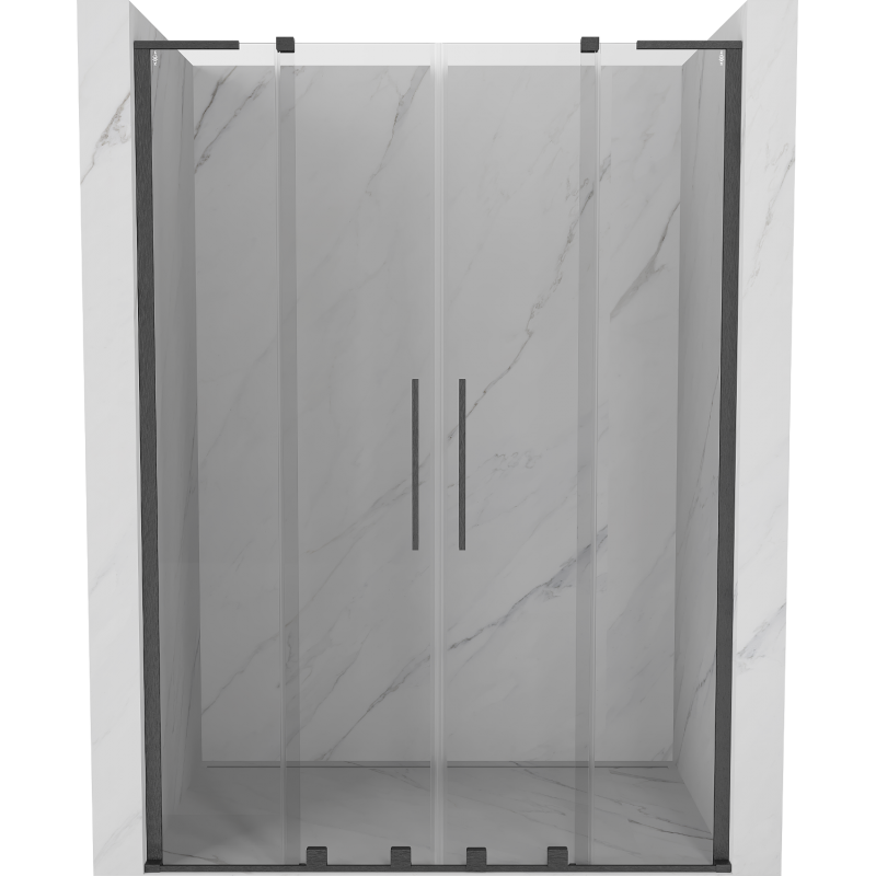 Mexen Velar L Duo schuifbare douchedeur 150 cm, transparant, geborsteld kanongrijs - 871-150-003-02-66
