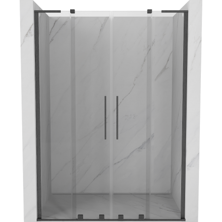 Mexen Velar L Duo Schiebetüren 160 cm, transparent, gun grau gebürstet - 871-160-003-02-66