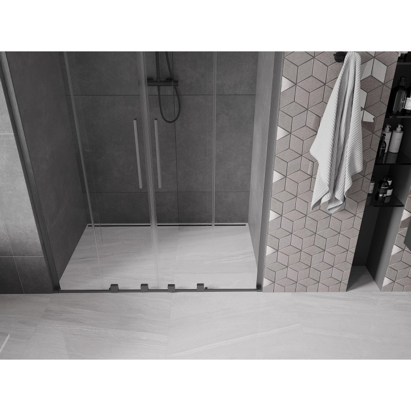 Mexen Velar L Duo liuguksed dušš 160 cm, läbipaistev, harjatud gun gray - 871-160-003-02-66