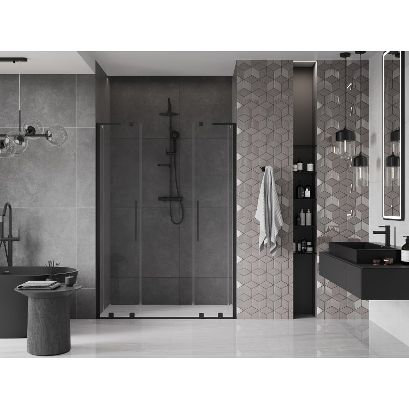 Mexen Velar L Duo liuguksed duššile 150 cm, läbipaistev, must - 871-150-003-02-70