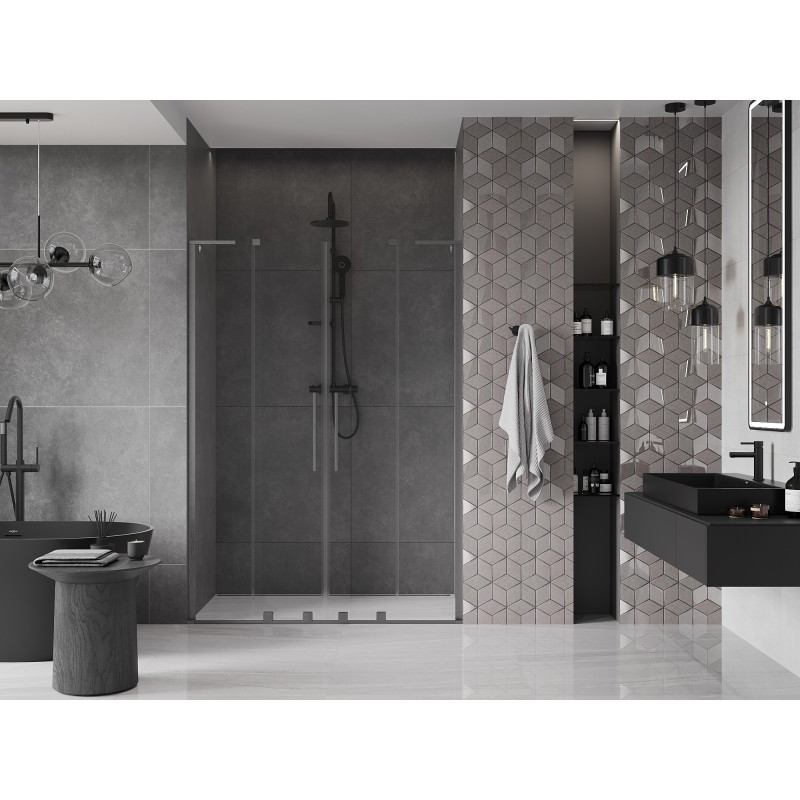 Mexen Velar L Duo liuguksed dušš 160 cm, läbipaistev, harjatud gun gray - 871-160-003-02-66