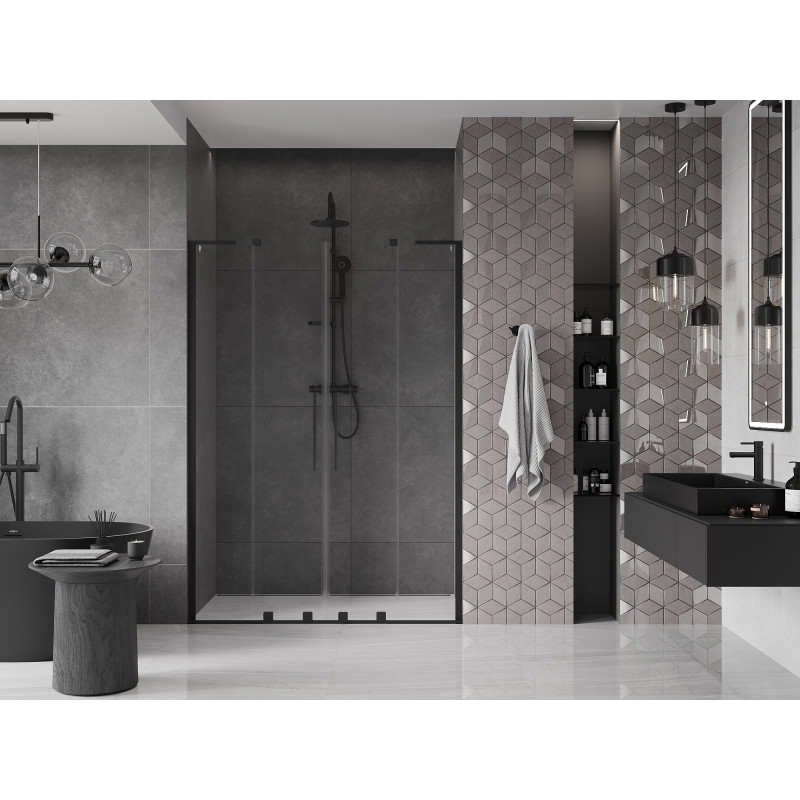 Mexen Velar L Duo liuguksed duššile 150 cm, läbipaistev, must - 871-150-003-02-70