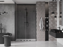 Mexen Velar L Duo Schiebetüren 160 cm, transparent, schwarz - 871-160-003-02-70