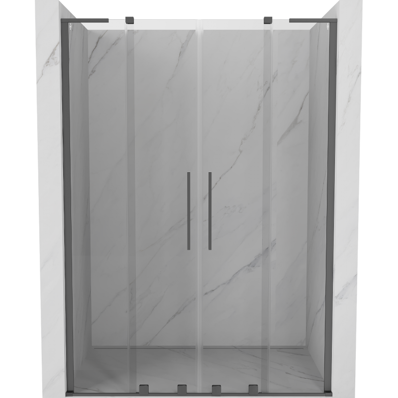 Mexen Velar L Duo schuifdeur douche 160 cm, transparant, gun metal - 871-160-003-02-95