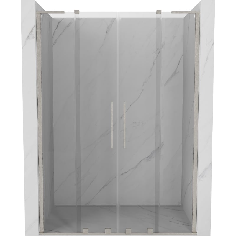 Mexen Velar L Duo klizna vrata tuša 140 cm, prozirna, brušeni nikal - 871-140-003-02-97
