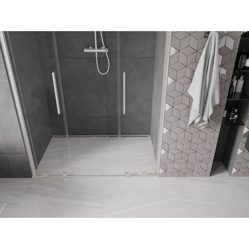 Mexen Velar L Duo lükand dušiuksed 140 cm, läbipaistev, harjatud nikkel - 871-140-003-02-97