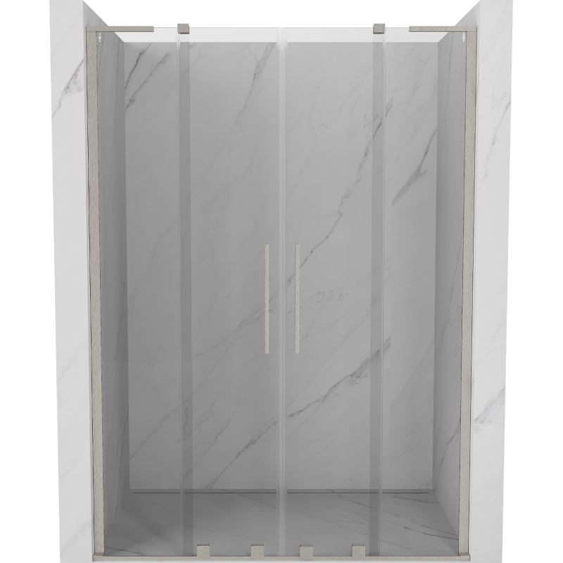 Mexen Velar L Duo skjutdörrar dusch 160 cm, transparent, borstad nickel - 871-160-003-02-97