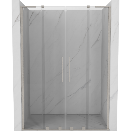 Mexen Velar L Duo Schiebetür-Duschwand 160 cm, transparent, gebürsteter Nickel - 871-160-003-02-97