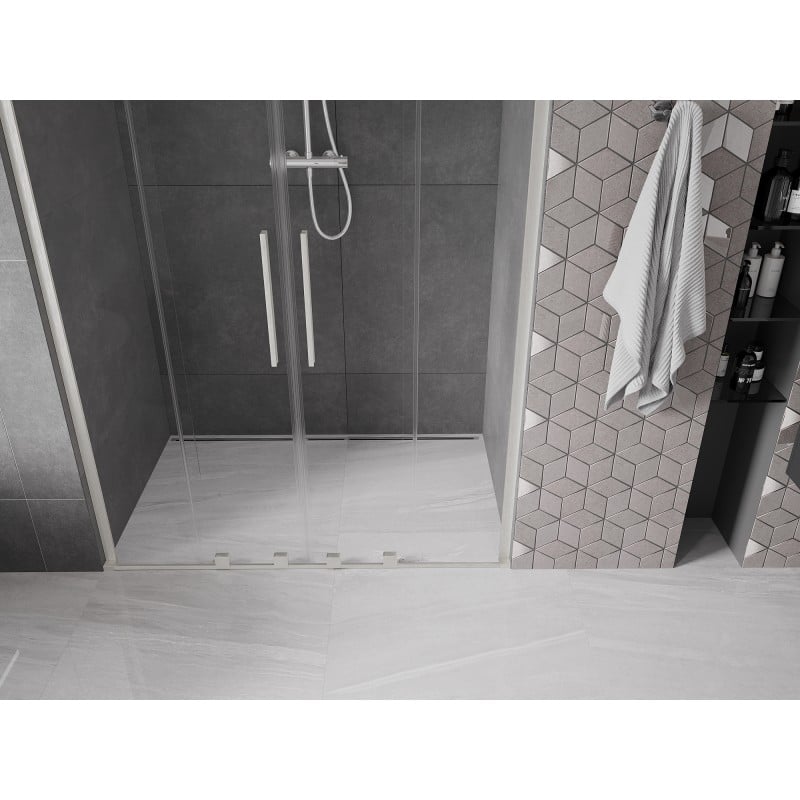 Mexen Velar L Duo drzwi prysznicowe rozsuwane 140 cm, transparent, nikiel szczotkowany - 871-140-003-02-97