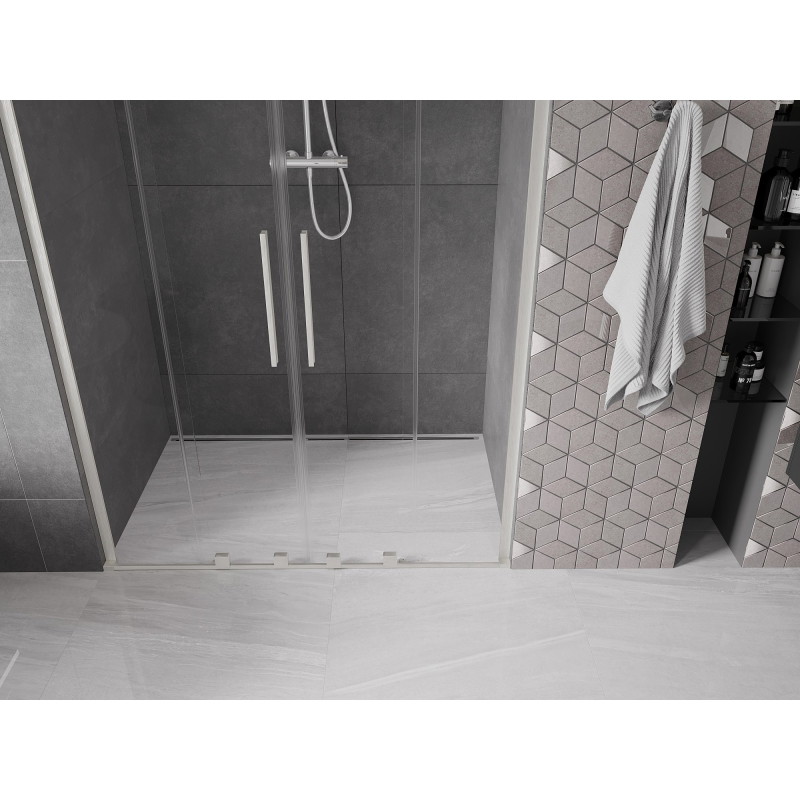 Mexen Velar L Duo lükand dušiuksed 140 cm, läbipaistev, harjatud nikkel - 871-140-003-02-97