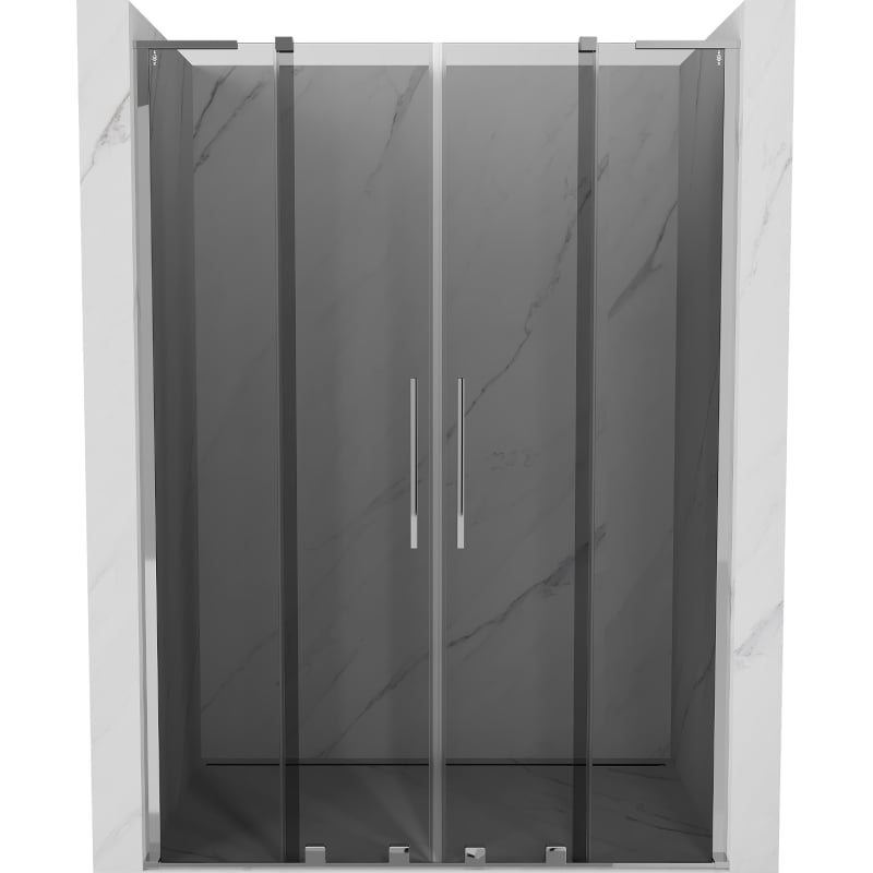 Mexen Velar L Duo Sliding Shower Door 150 cm, Graphite, Chrome - 871-150-003-42-01