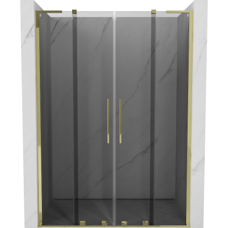 Mexen Velar L Duo puertas de ducha correderas 140 cm, grafito, dorado - 871-140-003-42-50