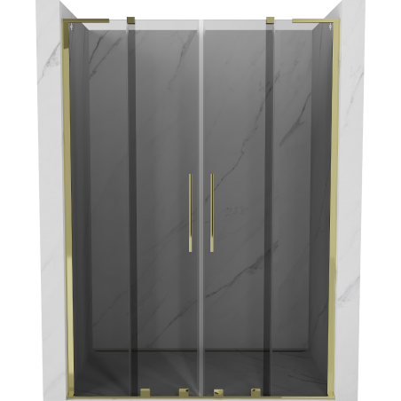 Mexen Velar L Duo Sliding Shower Doors 140 cm, Graphite, Gold - 871-140-003-42-50