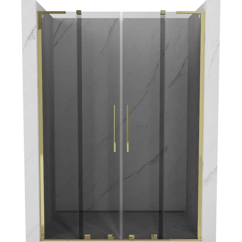 Mexen Velar L Duo Schiebetür Dusche 150 cm, Graphit, Gold - 871-150-003-42-50