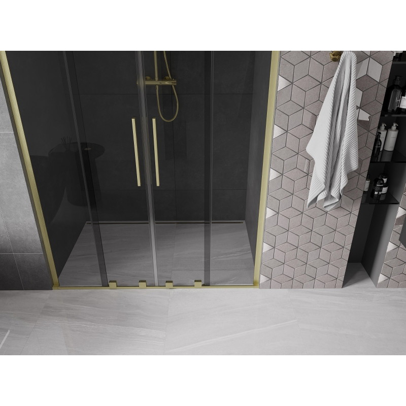 Mexen Velar L Duo lükanduksed dušile 140 cm, grafiit, harjatud kuld - 871-140-003-42-55