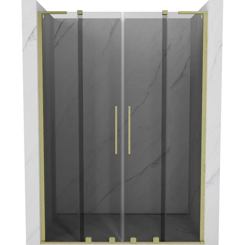 Mexen Velar L Duo Schiebeduschtür 140 cm, Graphit, gebürstetes Gold - 871-140-003-42-55