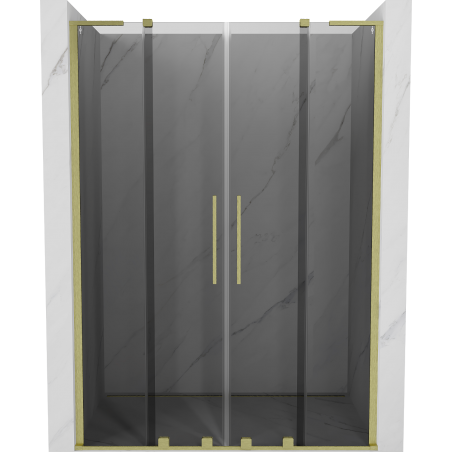 Mexen Velar L Duo Schiebeduschtür 140 cm, Graphit, gebürstetes Gold - 871-140-003-42-55
