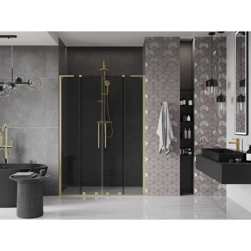 Mexen Velar L Duo lükanduksed dušile 140 cm, grafiit, harjatud kuld - 871-140-003-42-55