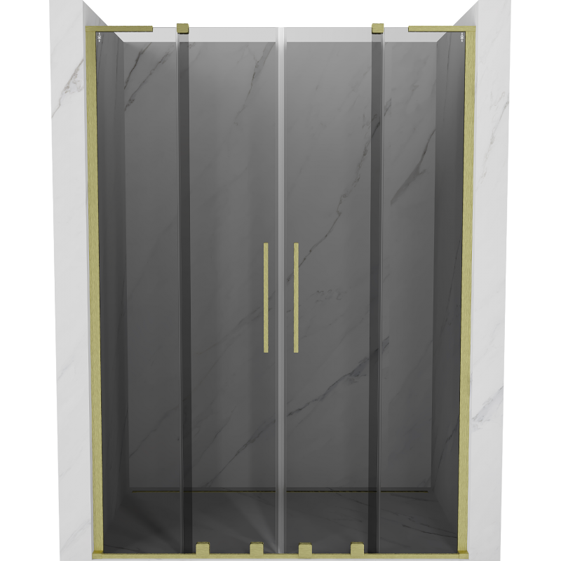 Mexen Velar L Duo skjutbara duschdörrar 150 cm, grafit, borstad guld - 871-150-003-42-55
