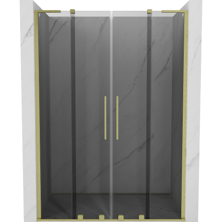 Mexen Velar L Duo portes de douche coulissantes 150 cm, graphite, or brossé - 871-150-003-42-55