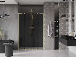 Mexen Velar L Duo drzwi prysznicowe rozsuwane 160 cm, grafit, złote szczotkowane - 871-160-003-42-55
