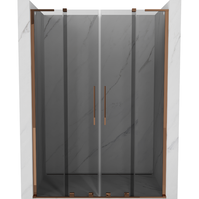 Mexen Velar L Duo drzwi prysznicowe rozsuwane 140 cm, grafit, różowe złoto - 871-140-003-42-60