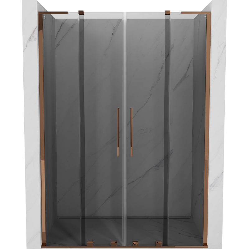 Mexen Velar L Duo drzwi prysznicowe rozsuwane 150 cm, grafit, różowe złoto - 871-150-003-42-60