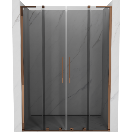 Mexen Velar L Duo portas de chuveiro deslizantes 150 cm, grafite, ouro rosa - 871-150-003-42-60